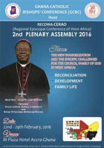 GHANA TO HOST WEST AFRICA CATHOLIC BISHOPS IN ACCRA (22 - 29 FEBRUARY 2016)